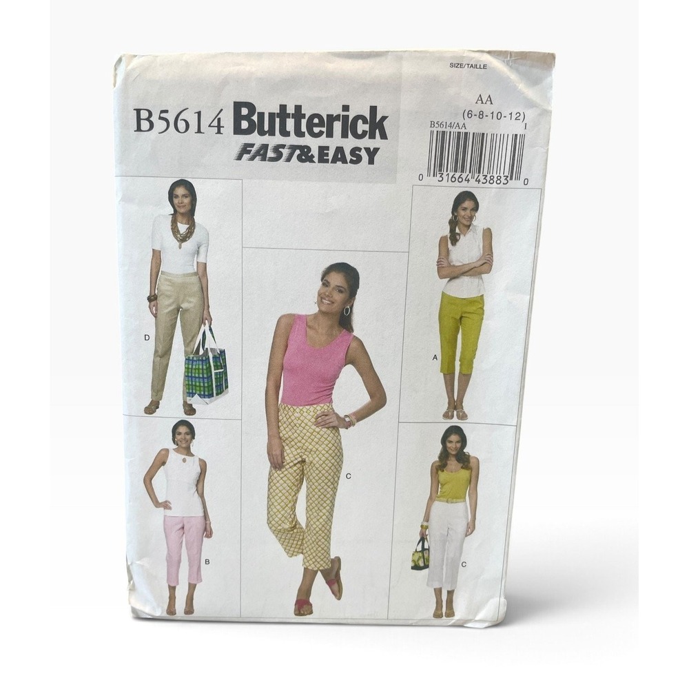 Butterick B5614 Misses Pants Trousers Capris Size AA (6-8-10-12) Fast & Easy
